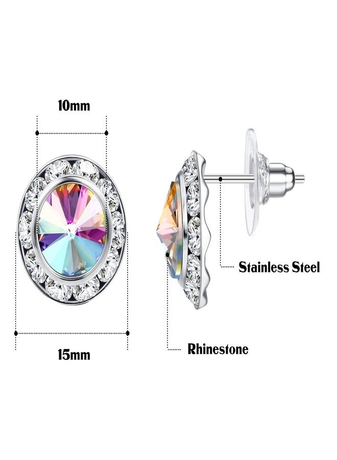BESTEEL Rhinestone Earrings Round Shaped Acrylic Stone Inside Crystal Halo Stud Earrings for Dance Competitions Stage Opera Performance Wedding Party Earrings Jewelry 15mm, 6/12 Pairs, Copper, Cubic - Image 2