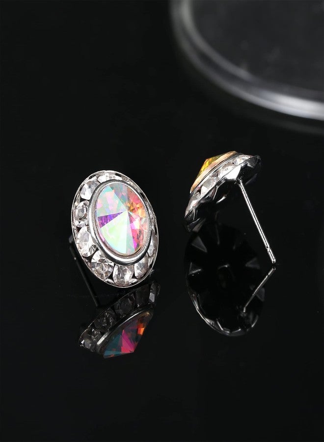 BESTEEL Rhinestone Earrings Round Shaped Acrylic Stone Inside Crystal Halo Stud Earrings for Dance Competitions Stage Opera Performance Wedding Party Earrings Jewelry 15mm, 6/12 Pairs, Copper, Cubic - Image 5