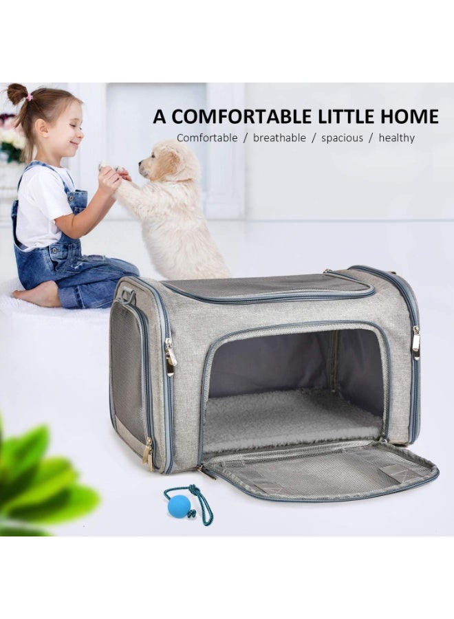 كوينز حقيبة لحمل للقطط والكلاب الصغيرة والمتوسطة حتى 6.8 كجم، معتمدة للسفر الجوي، حقيبة سفر ناعمة الجوانب وقابلة للطي - رمادي - Image 2