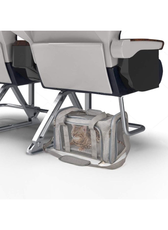 كوينز حقيبة لحمل للقطط والكلاب الصغيرة والمتوسطة حتى 6.8 كجم، معتمدة للسفر الجوي، حقيبة سفر ناعمة الجوانب وقابلة للطي - رمادي - Image 5