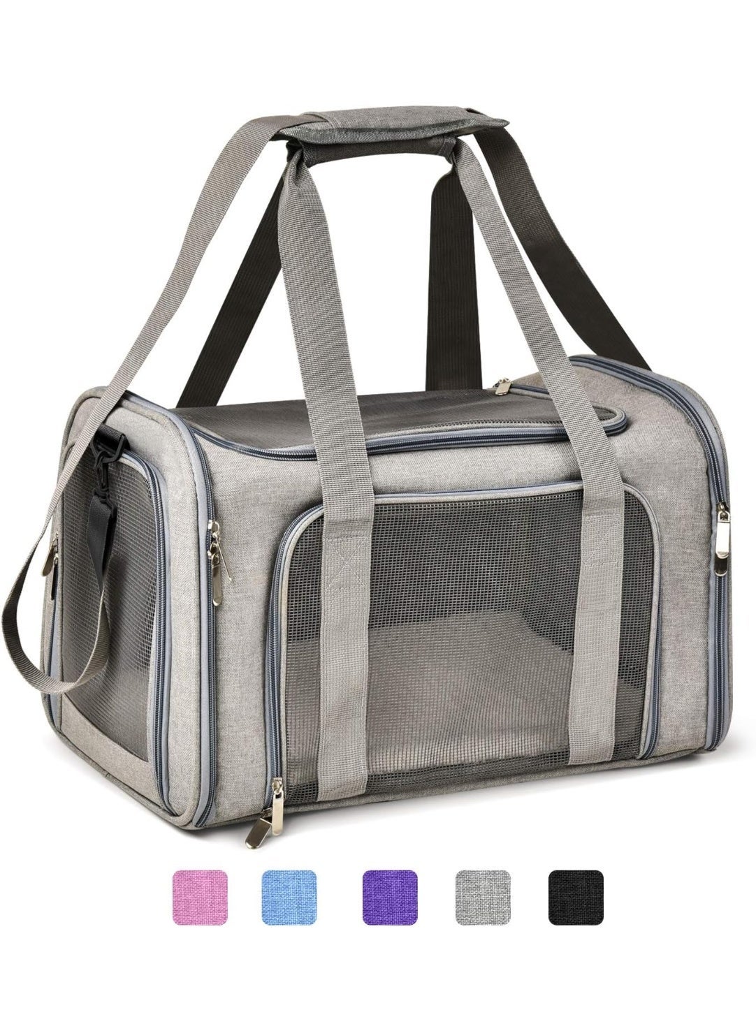 Cat, Dog Carrier for Small Medium Cats Puppies up to 15 Lbs, TSA Airline Approved Carrier Soft Sided, Collapsible Travel Puppy Carrier - Grey