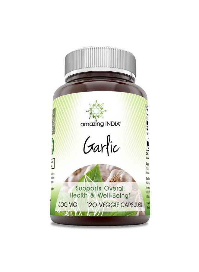 Amazing India Garlic 500 mg 120 Veggie Capsules Supplement | Non-GMO | Gluten-Free - Image 1