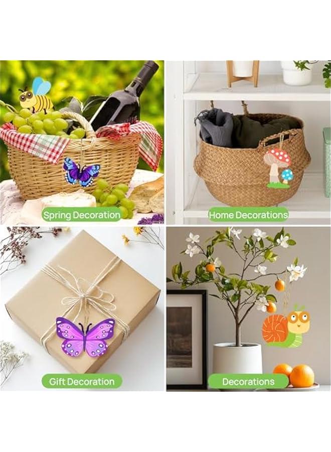 Arabest Unfinished Wood Crafts, 36 Pcs Wooden Crafts to Paint, 12 Styles Blank Wooden Spring Ornaments to Paint, erfly Dragonfly Snail Flower Shape for DIY Crafts Home Decoration Craft Project - Image 4