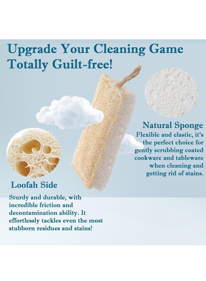 HOMESTAR 2 Pcs Natural Loofah Sponges for Dishes - Compostable and Cellulose Kitchen Loofah - Plastic Free Dish Sponges Kitchen with Cotton Hanging Loop - Image 5