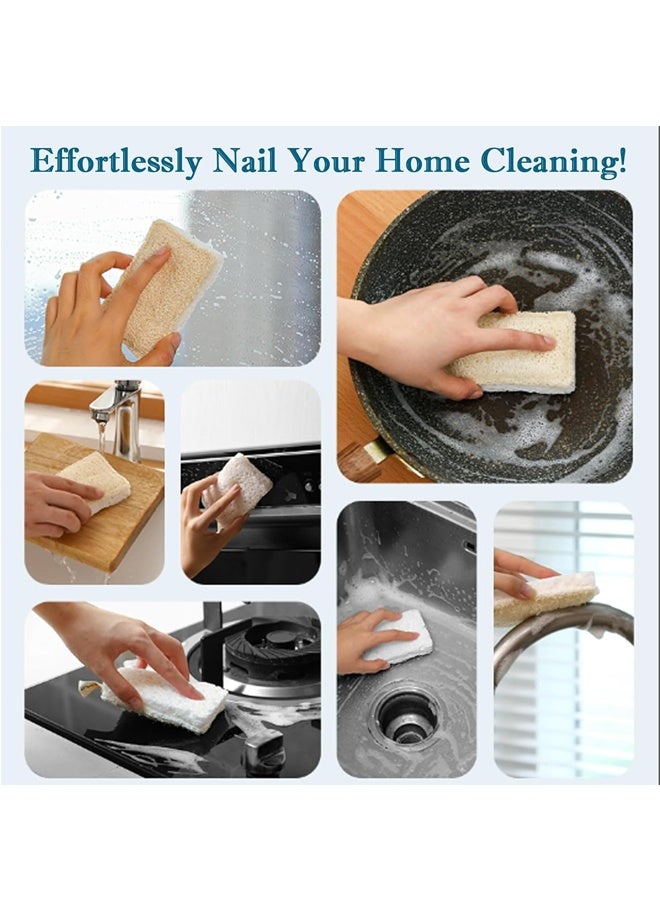 HOMESTAR 2 Pcs Natural Loofah Sponges for Dishes - Compostable and Cellulose Kitchen Loofah - Plastic Free Dish Sponges Kitchen with Cotton Hanging Loop - Image 4