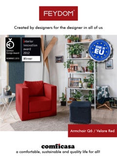 COMFICASA FEYDOM Q6: Armchair and Single Sofa Bed - Red Velare  - Image 1