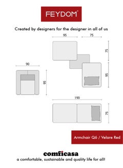 COMFICASA FEYDOM Q6: Armchair and Single Sofa Bed - Red Velare  - Image 3