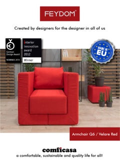 COMFICASA FEYDOM Q6: Armchair and Single Sofa Bed - Red Velare  - Image 4