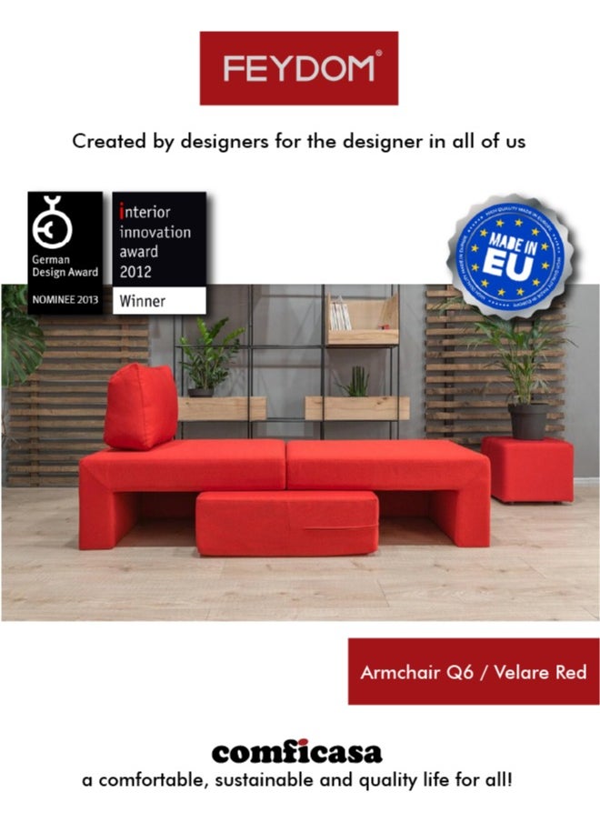 COMFICASA - FEYDOM Q6: Armchair and Single Sofa Bed - Red Velare - Image 1