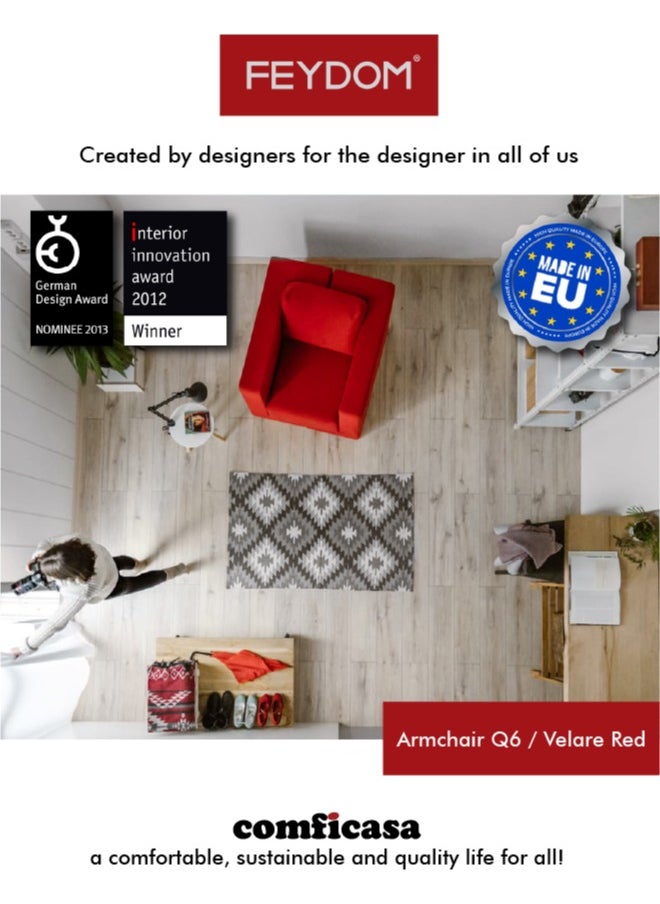 COMFICASA - FEYDOM Q6: Armchair and Single Sofa Bed - Red Velare - Image 1