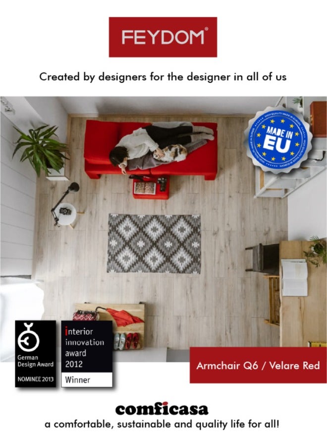 COMFICASA - FEYDOM Q6: Armchair and Single Sofa Bed - Red Velare - Image 1