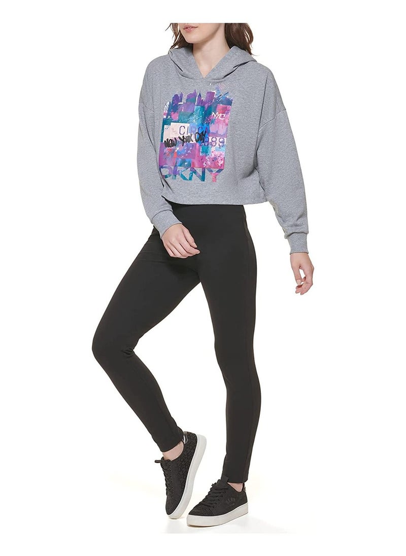 DKNY - DKNY Women's Graffiti Hoodie Comfy Sportswear Sweatshirt, Avenue Grey, Small - Image 1
