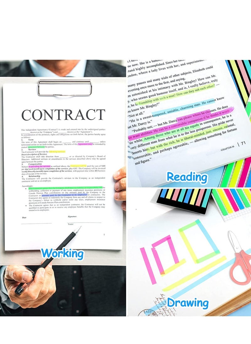 SYOSI - Transparent Highlighter Tape Set Removable Sticky Tabs For Annotating Books Long Strips Page Markers With Scissors Morandi Neon Clear Notes Aesthetic Office School 1280Pcs - Image 1