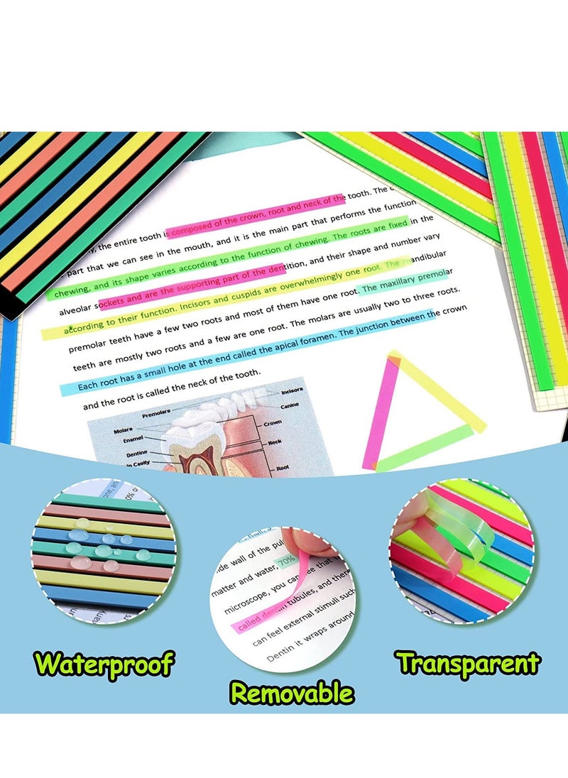 SYOSI - Transparent Highlighter Tape Set Removable Sticky Tabs For Annotating Books Long Strips Page Markers With Scissors Morandi Neon Clear Notes Aesthetic Office School 1280Pcs - Image 1