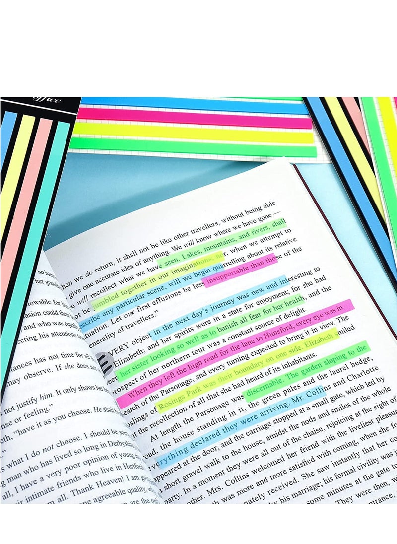 SYOSI - Transparent Highlighter Tape Set Removable Sticky Tabs For Annotating Books Long Strips Page Markers With Scissors Morandi Neon Clear Notes Aesthetic Office School 1280Pcs - Image 1