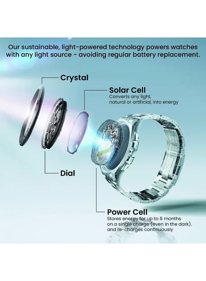 سيتيزن ساعة نسائية ستانلس ستيل بحزام Eco-Drive GA1055-57F - 29.5 مم
