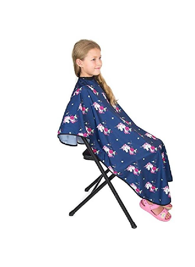 Salon Supply Co - Hair Cutting Cape For Kids Unicorns Print Water Resistant Salon Cape Snap Closure Kids Haircut Cape Barber Cape For Kids Kids Hair Cape - Image 1