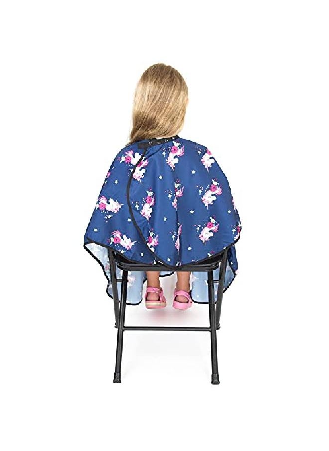 Salon Supply Co - Hair Cutting Cape For Kids Unicorns Print Water Resistant Salon Cape Snap Closure Kids Haircut Cape Barber Cape For Kids Kids Hair Cape - Image 1