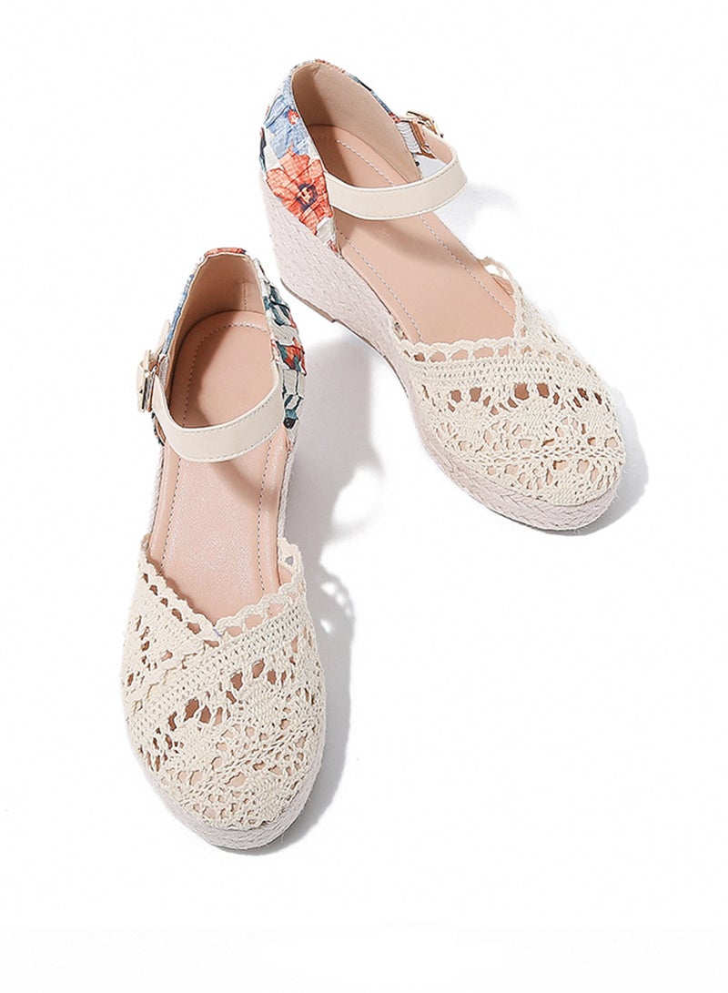 شاربدو صندل نسائي مغلق من الأمام بكعب عريض وكعب عالٍ مكتنز وحزام للكاحل ومنصة أنيقة - Image 3