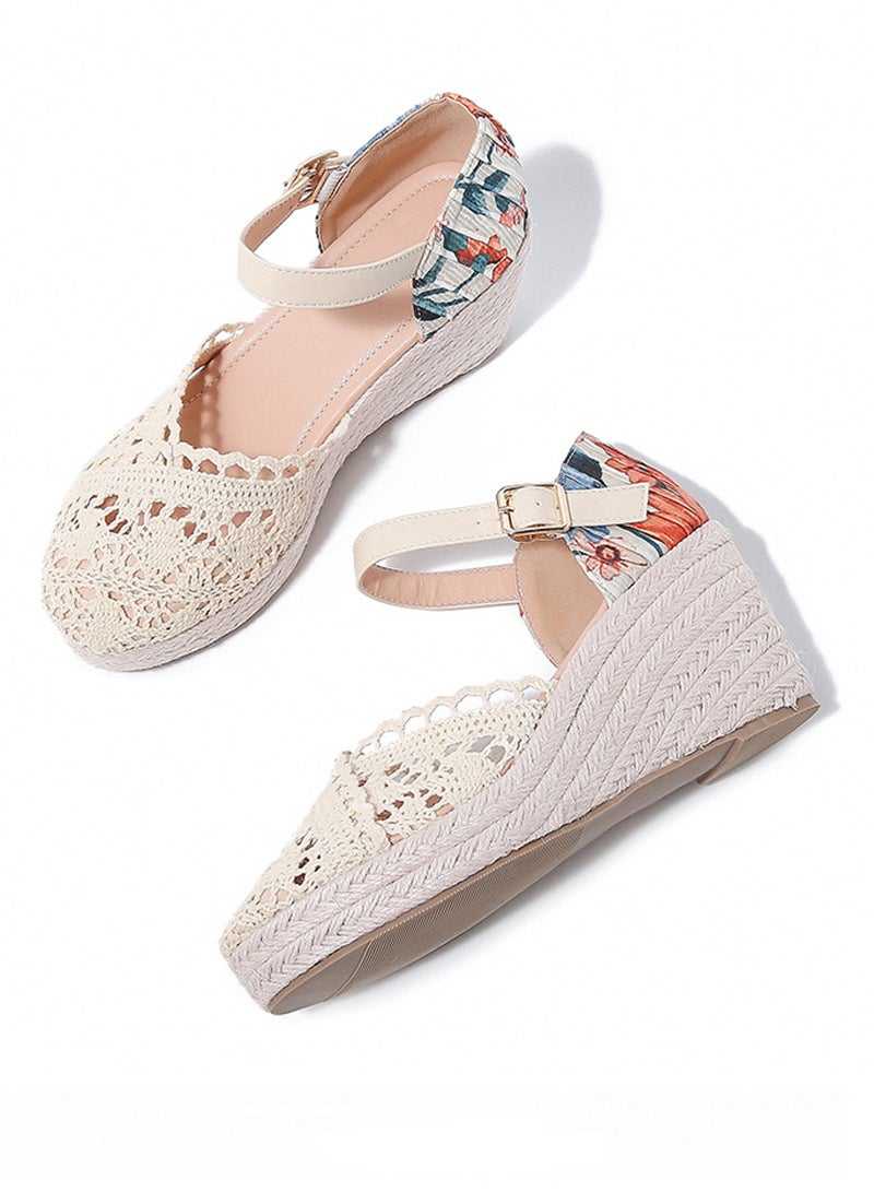 شاربدو صندل نسائي مغلق من الأمام بكعب عريض وكعب عالٍ مكتنز وحزام للكاحل ومنصة أنيقة - Image 2