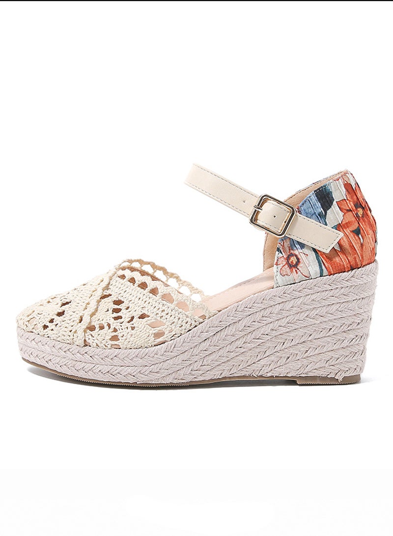 شاربدو صندل نسائي مغلق من الأمام بكعب عريض وكعب عالٍ مكتنز وحزام للكاحل ومنصة أنيقة - Image 5