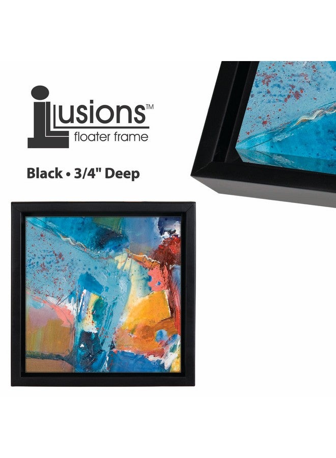Creative Mark Illusions Floater Frame for 3/4" Deep Canvases - 8x10" Black- Set of 4, Ideal for Galleries & Home Decor - Wood Float Frame for Canvas Paintings- Complete Hanging Hardware - Image 3