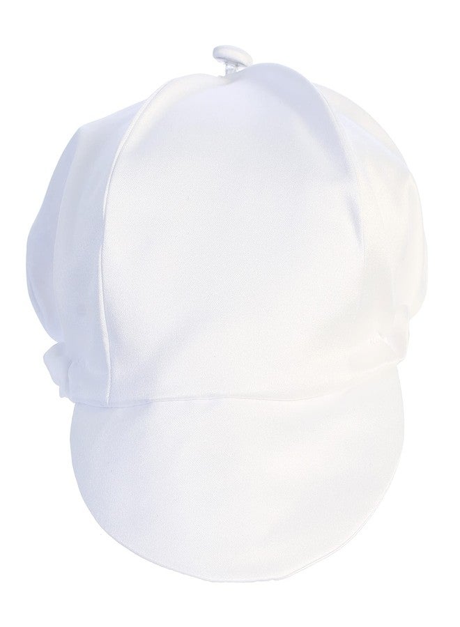Pink Princess White Baby Baptism Hat - Baby Boy Newsboy Cap - Baptism Cap - Infant Boys Cabbie, Paperboy, Fedora, Pageboy Hats (12-18 months) - Image 1