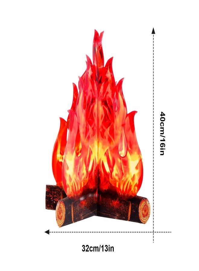 Boao 3 Set Fake Fire Artificial Fake Flame Camping Decoration 3D Cardboard Camp Fire for Summer Party Camping Bachelorette, 16 x 13 Inch(Red Orange) - Image 2