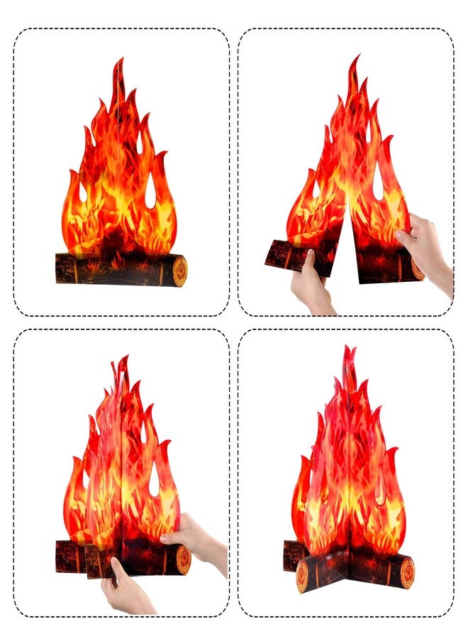 Boao 3 Set Fake Fire Artificial Fake Flame Camping Decoration 3D Cardboard Camp Fire for Summer Party Camping Bachelorette, 16 x 13 Inch(Red Orange) - Image 3
