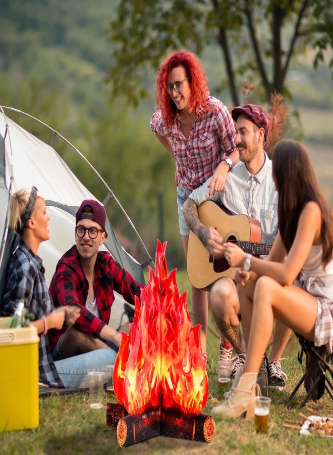 Boao 3 Set Fake Fire Artificial Fake Flame Camping Decoration 3D Cardboard Camp Fire for Summer Party Camping Bachelorette, 16 x 13 Inch(Red Orange) - Image 4