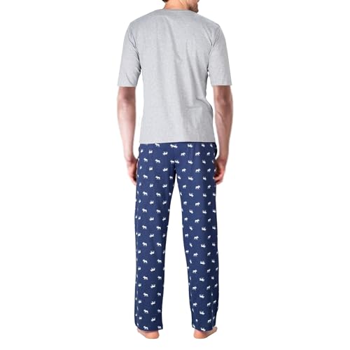 SLEEPHERO Men’s Pajama Set Pajamas For Men 2 Piece PJ Set with Cotton Knit Men Pajama Pants and Short Sleeve Crew Neck T-Shirt Moose Large - Image 2