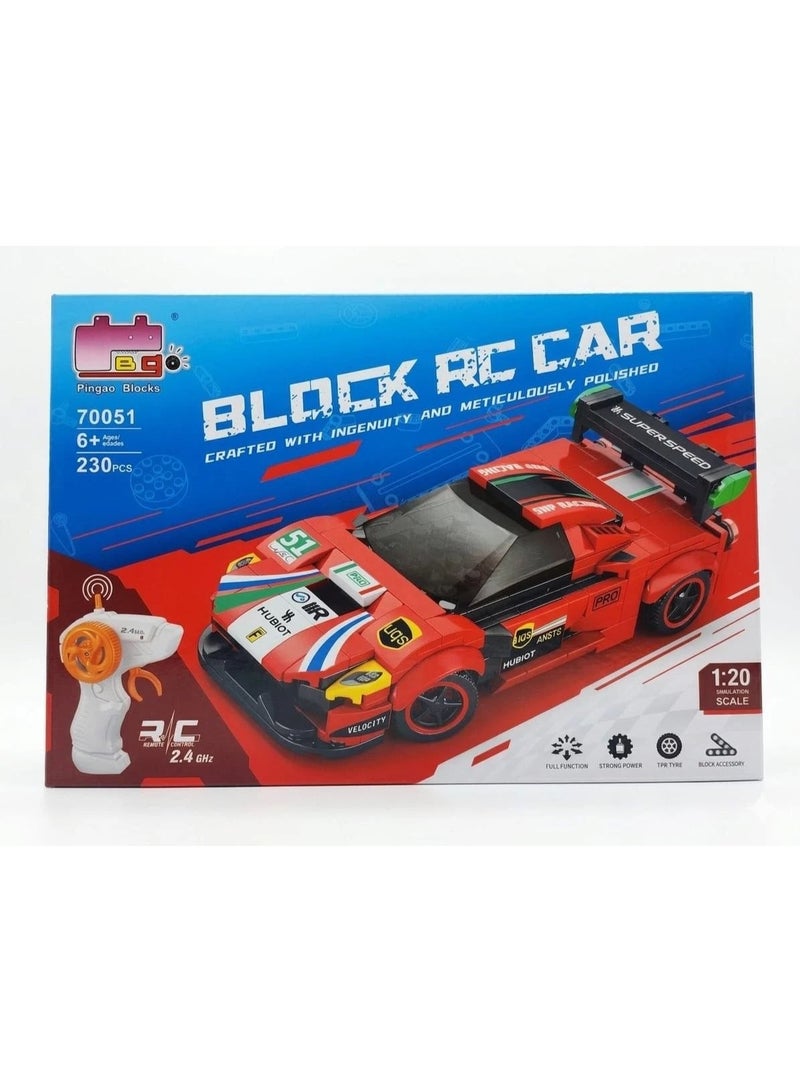 RC Car Building Kit  230 PCS, 1:20 Scale Remote Control Sports Car Toy, 2.4GHz DIY Construction Blocks Set for Kids Boys 6+ Years, STEM Educational Racing Model with Controller - Image 1