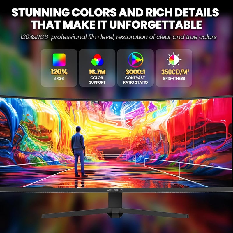 CRUA شاشة ألعاب 49 بوصة فائقة العرض 32:9 5K 165Hz منحنية 1500R، دقة DQHD (5120×1440)، 120% sRGB، 1ms (GTG)، PIP/PBP، Freesync، إضاءة خلفية RGB، مكبرات صوت مدمجة، مناسبة للألعاب الإلكترونية والأعمال - Image 5