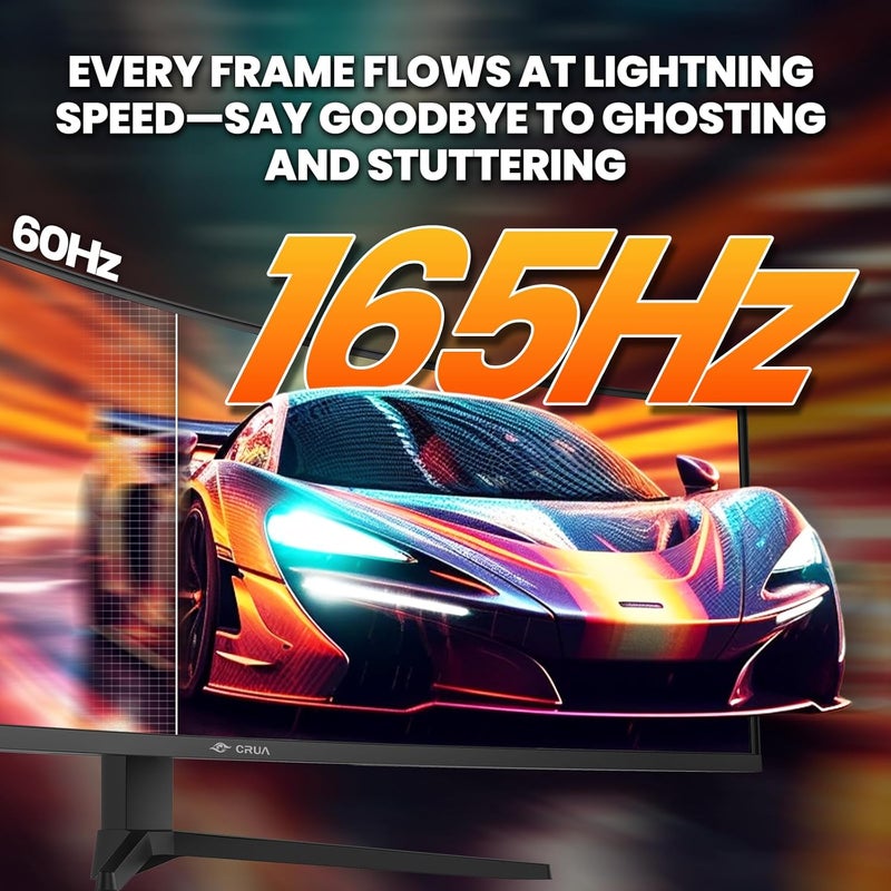 CRUA شاشة ألعاب 49 بوصة فائقة العرض 32:9 5K 165Hz منحنية 1500R، دقة DQHD (5120×1440)، 120% sRGB، 1ms (GTG)، PIP/PBP، Freesync، إضاءة خلفية RGB، مكبرات صوت مدمجة، مناسبة للألعاب الإلكترونية والأعمال - Image 3