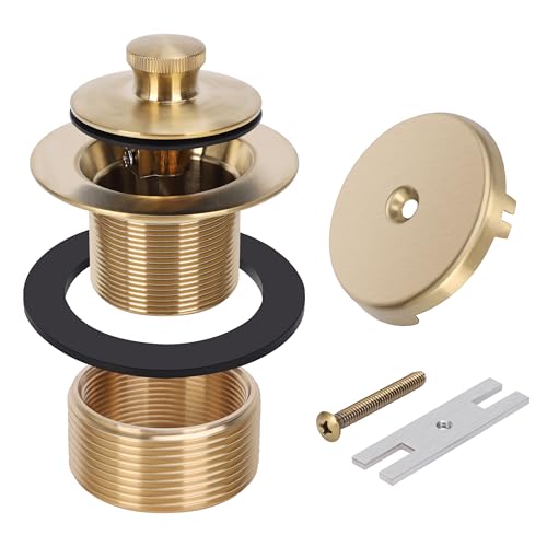 PRIMSOPH Lift Turn Tub Drain Trim Kit with One Hole Overflow Faceplate Conversion Kit Assembly Universal Fine Coarse Thread Replacement Brushed Gold - Image 2