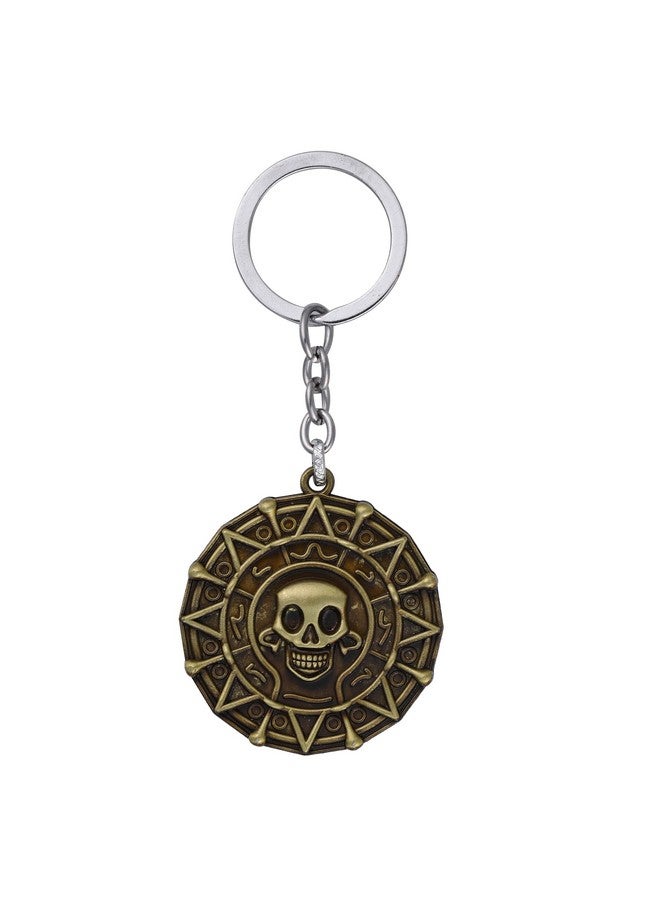 RainSound Pirates of Caribbean skull head Aztec coin metal Keychain - Image 1