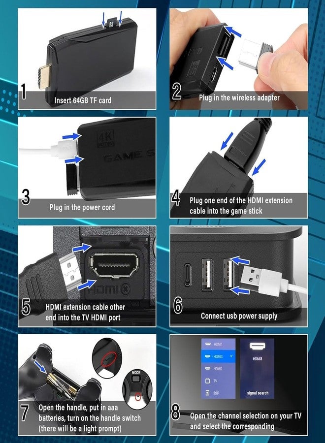 جهاز ألعاب Cubonic GameHub M8 Lite 4K Game Stick Lite، وحدة تحكم ألعاب كلاسيكية مع أكثر من 20000 لعبة، و9 محاكيات ألعاب كلاسيكية، ووحدات تحكم لاسلكية، وإخراج فائق الوضوح بدقة 4K، وتصميم محمول للترفيه المنزلي - Image 2