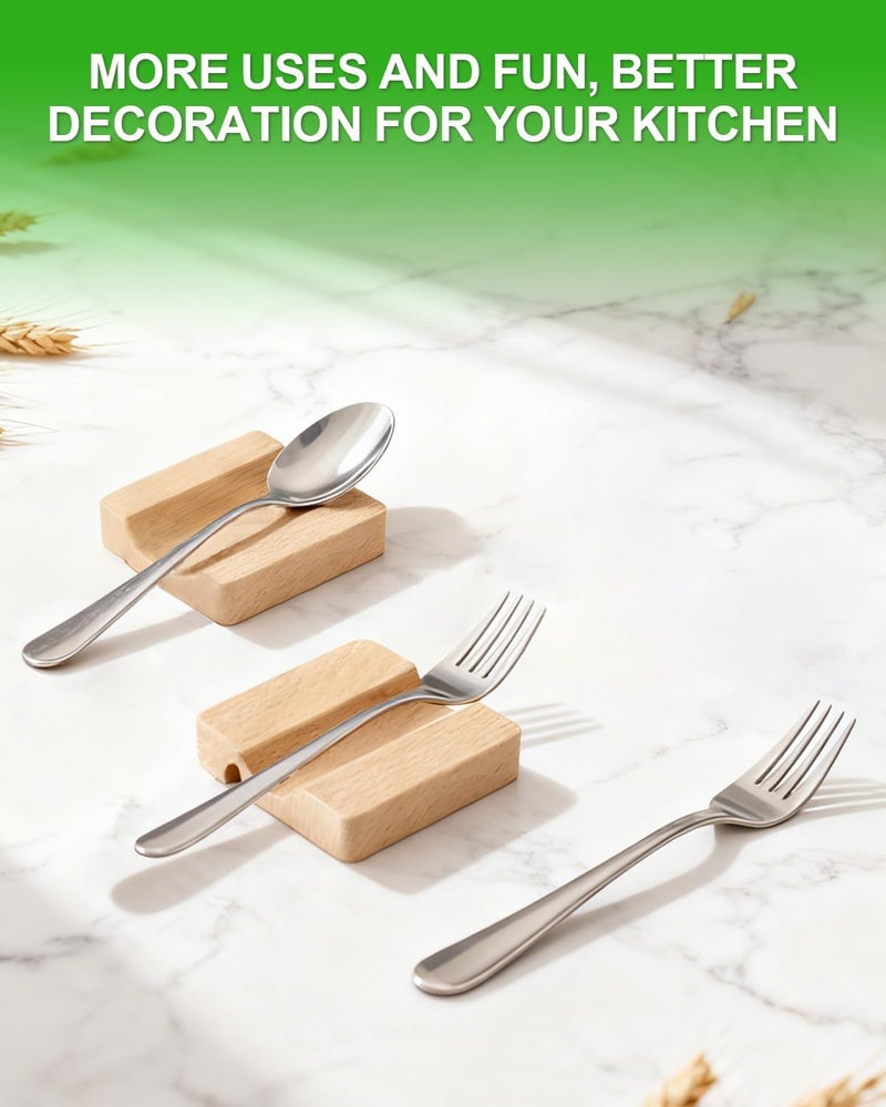 PROKITCHEN 1PCS Rolling Pin Holder, Multifunctional Kitchen Wooden Rolling Pin Holder & Utensil Stand, Food-Grade Wood Base with Phone Slot for Baking, Rolling Pins, Spoons & Forks Storage - Image 5