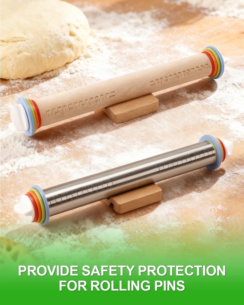 PROKITCHEN 1PCS Rolling Pin Holder, Multifunctional Kitchen Wooden Rolling Pin Holder & Utensil Stand, Food-Grade Wood Base with Phone Slot for Baking, Rolling Pins, Spoons & Forks Storage - Image 4