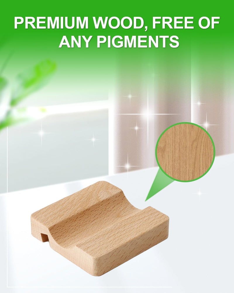 PROKITCHEN 1PCS Rolling Pin Holder, Multifunctional Kitchen Wooden Rolling Pin Holder & Utensil Stand, Food-Grade Wood Base with Phone Slot for Baking, Rolling Pins, Spoons & Forks Storage - Image 3