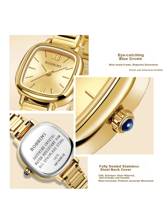 Rossini New Vintage Small Gold Watch For Women Luxury High-end Gold Minimalist Quartz Waterproof Wrisch - Image 4