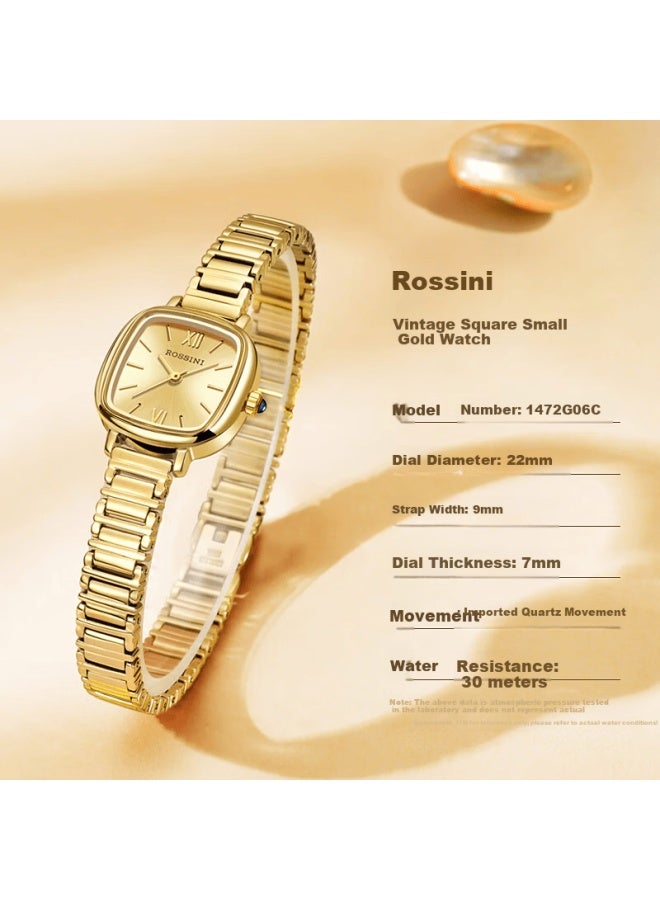 Rossini New Vintage Small Gold Watch For Women Luxury High-end Gold Minimalist Quartz Waterproof Wrisch - Image 3