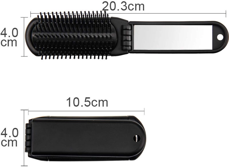 Ancable Folding Hair Brush with Mirror Compact Pocket Size for Travel Car Gym Bag Purse Black - Image 5