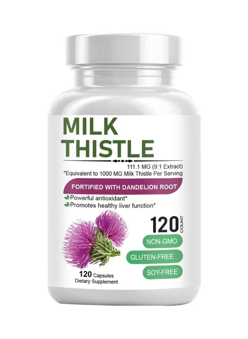 Milk Silymarin Milk Thistle Extract 1000Mg 120 Veg Capsules - Image 1