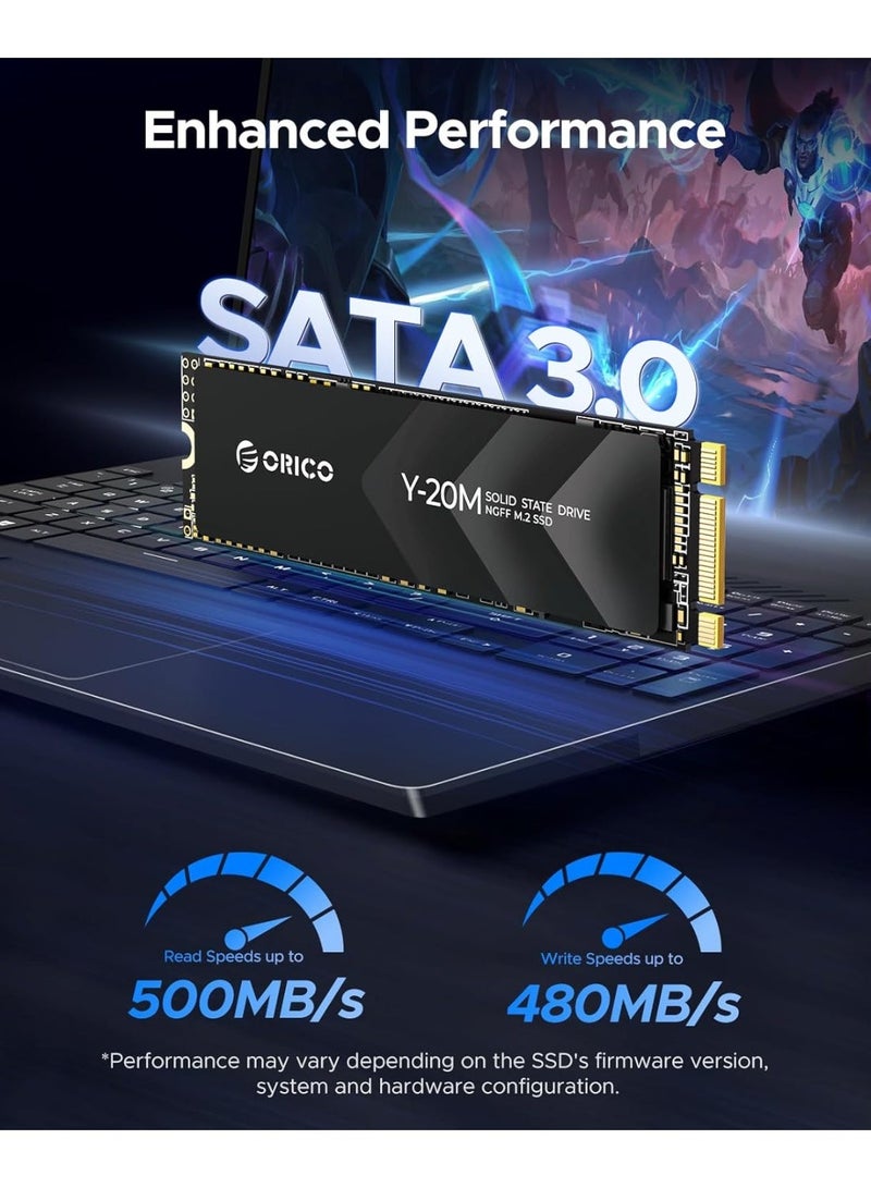 ORICO Y20M M.2 SATA SSD, 2TB Internal SATA M.2 2280 SSD SATA III 6.0Gb/s Max Read: 500MB/s (R:500MB/s, W:480MB/s) Heavy Duty 3D NAND, Manufacturer 3 Year Warranty - Image 3
