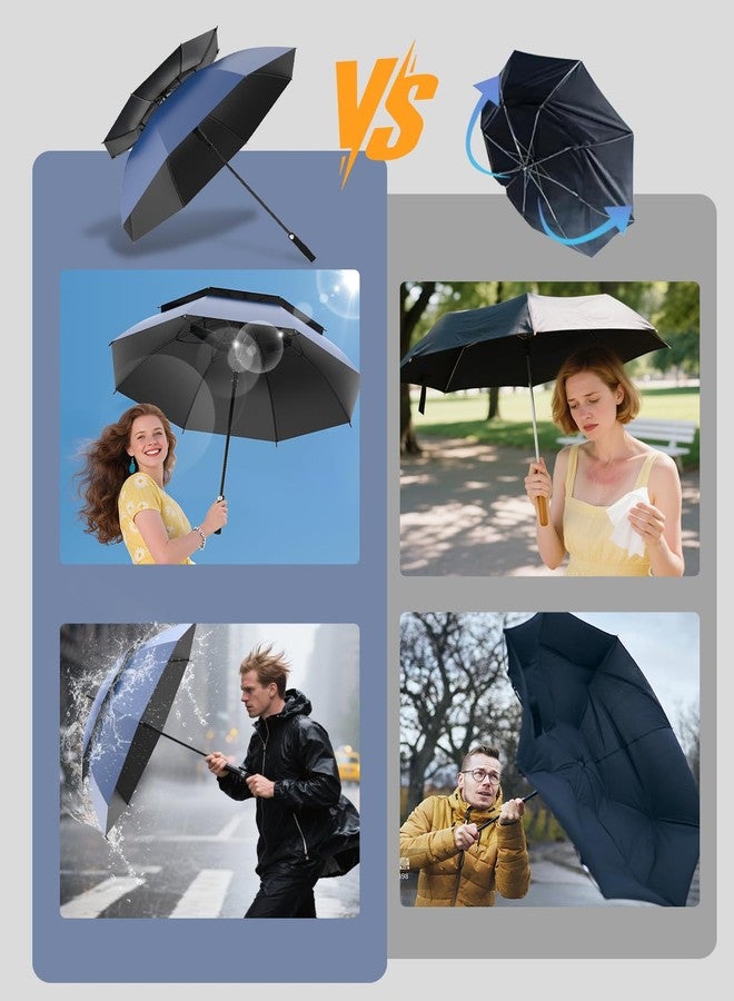 ISABRELLA Big Umbrella for Men, 63 Inch Windproof Umbrella Big Size, Extra Large Golf Umbrella for Rain - Ideal For 4-5 People(Blue) - Image 3