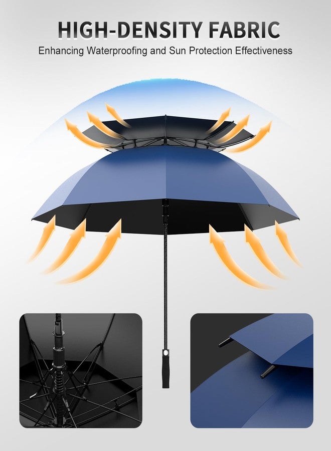 ISABRELLA Big Umbrella for Men, 63 Inch Windproof Umbrella Big Size, Extra Large Golf Umbrella for Rain - Ideal For 4-5 People(Blue) - Image 2