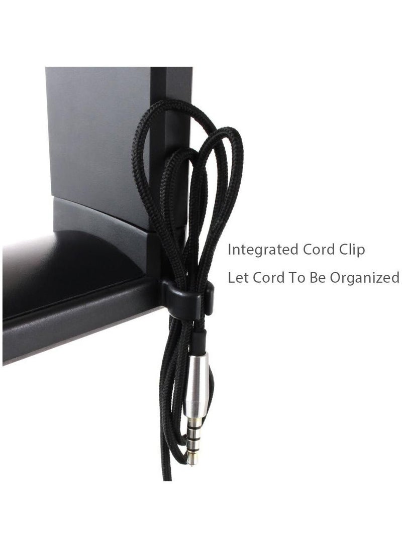 Headset Headphone Hook Holder Hanger Mount, Headphones Stand with Adjustable & Rotating Arm Clamp (Black) - Image 3