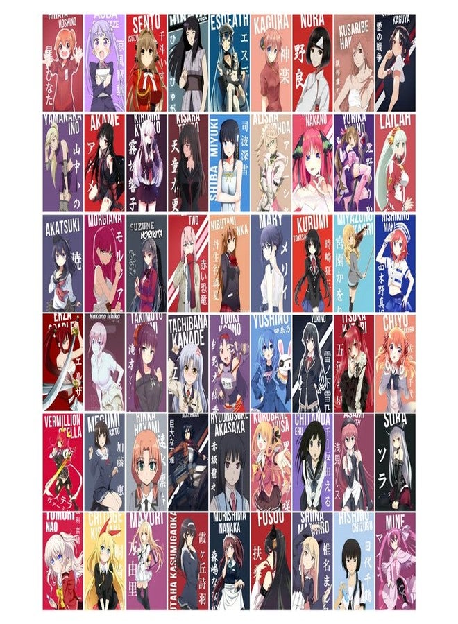 Posters Inc Pack Of 54 Anime Waifu Posters,Wall Decoration Items For Living Room And Kitchen, Cute Wall Posters For Home Decoration items, Gifts For Men And Best Friend, 4x6 Inches Size, 300 GSM Paper - Image 1