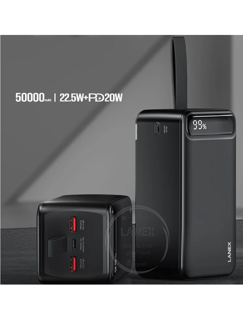 لانيكس باور بانك 50,000 ملي امبير 22.5 وات + بي دي 20 وات - Image 2